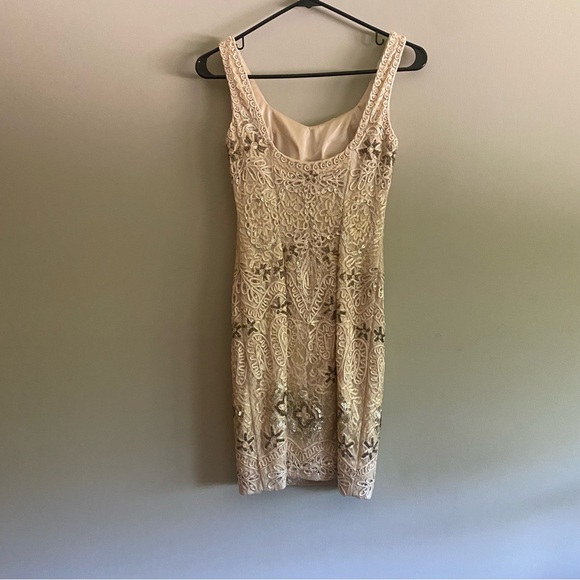 Sue Wong Nocturne Cream Beaded Mini Dress - Perfect Courthouse Wedding Dress - Picture 4 of 8